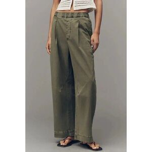 By Anthropologie Vintage Foldover Pants Barrel-Leg Pull-On Embroidered M 288556